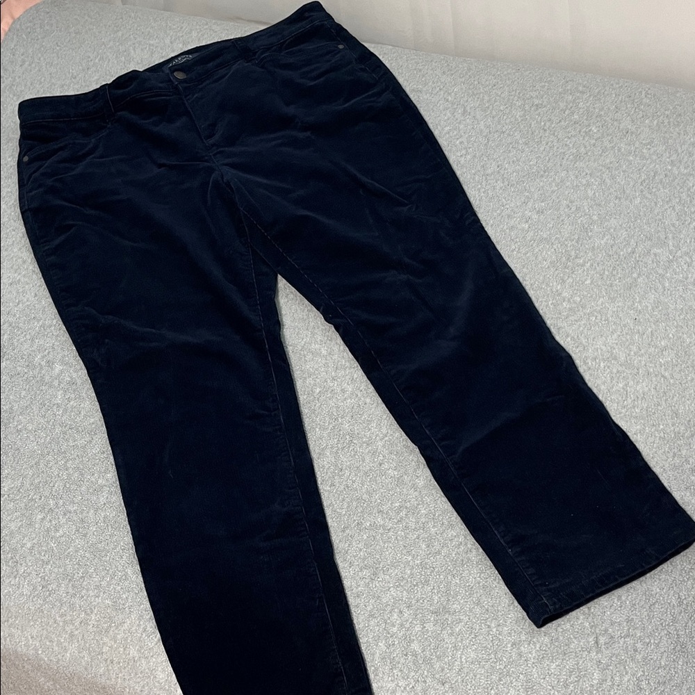Talbots Corduroy Pants Size 16 Petite Blue Straight 5 Pocket Stretch